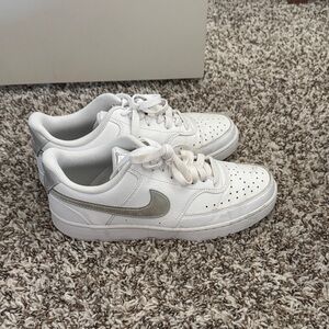 Nike White and Silver Casual Sneakers